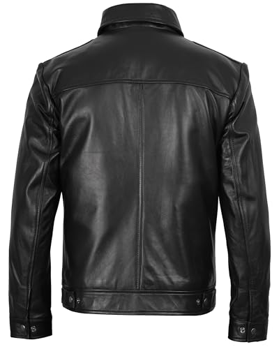 fjackets Mens Black Leather Jacket - Real Lambskin Moto Biker Mens Leather Jackets | [1103534] Wiiick, L - Image 4