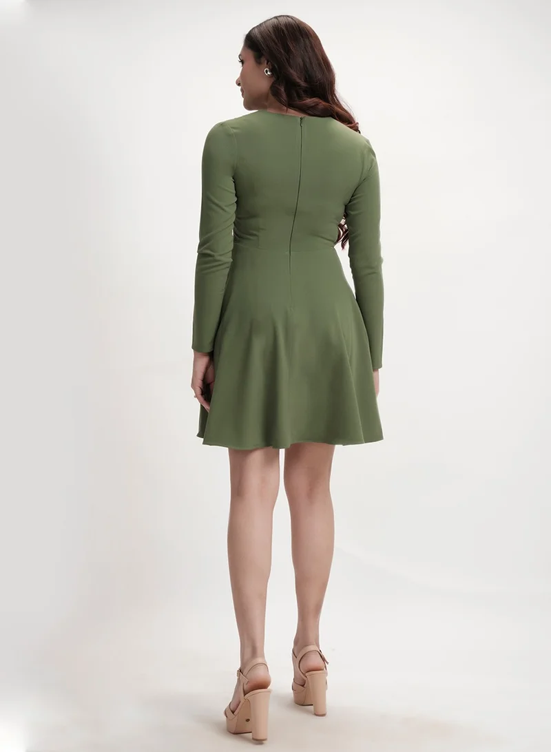 Zigzag V-Neck Fit Dress