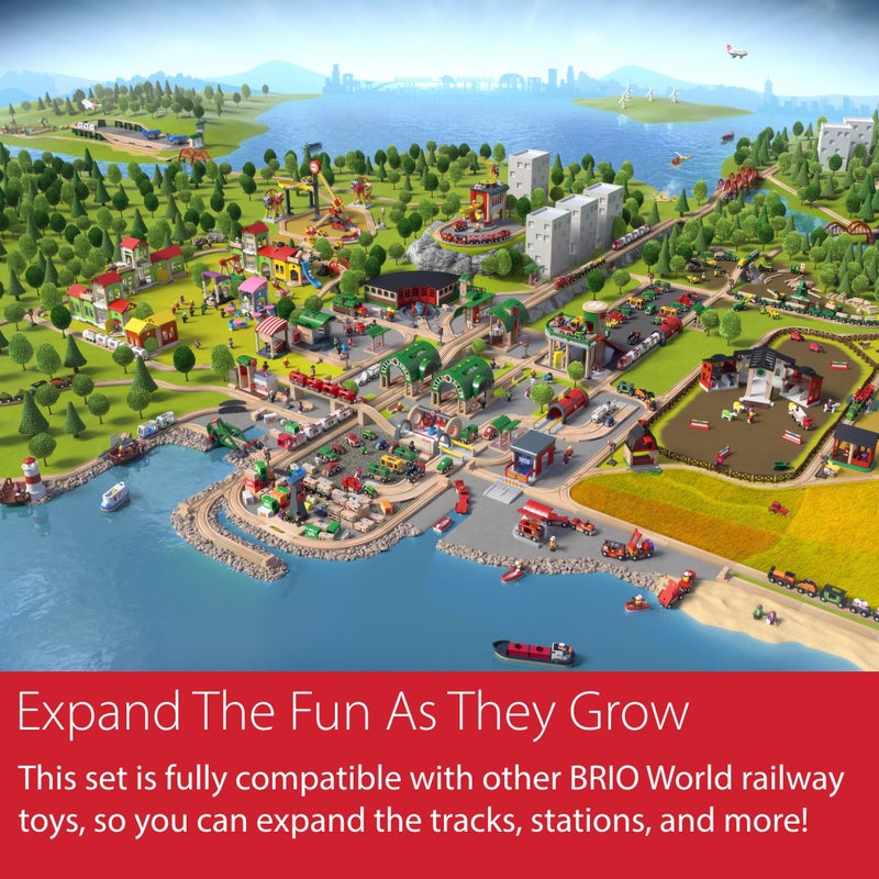 BRIO My First Railway Beginner Pack - 18-Piece FSC-Certified Wood Train Set - Compatible with All BRIO Sets - Includes Rainbow Bridge & Rattle Wagon - Safe Play - Toddlers Ages 18 Months & Older - Image 5