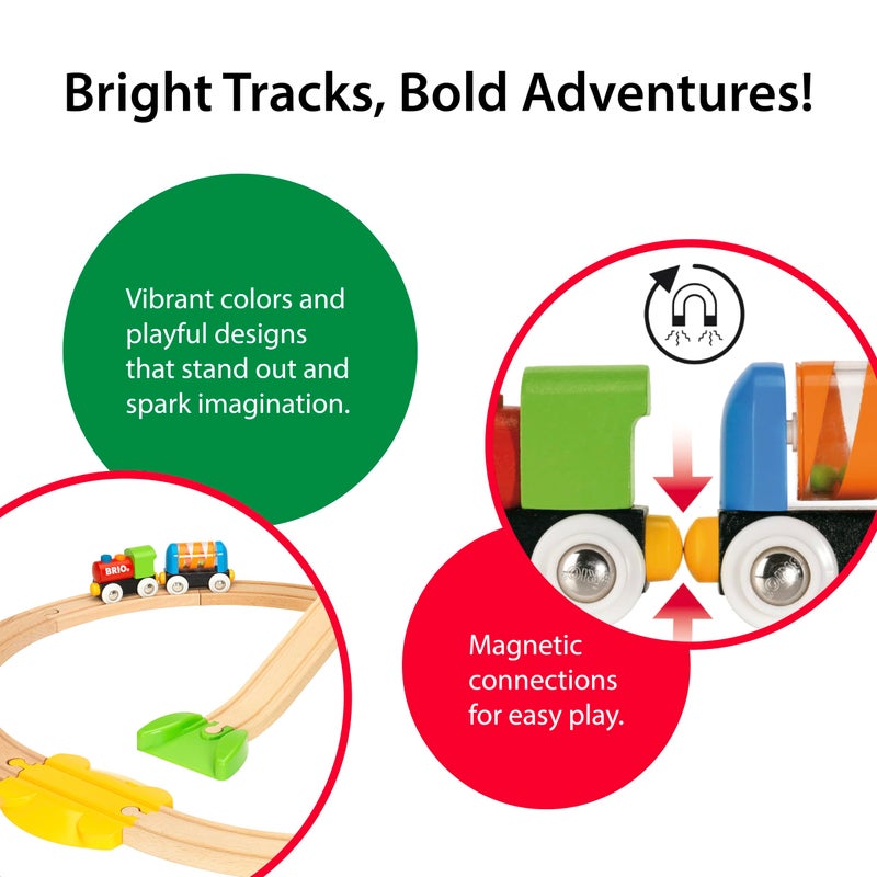 BRIO My First Railway Beginner Pack - 18-Piece FSC-Certified Wood Train Set - Compatible with All BRIO Sets - Includes Rainbow Bridge & Rattle Wagon - Safe Play - Toddlers Ages 18 Months & Older - Image 3