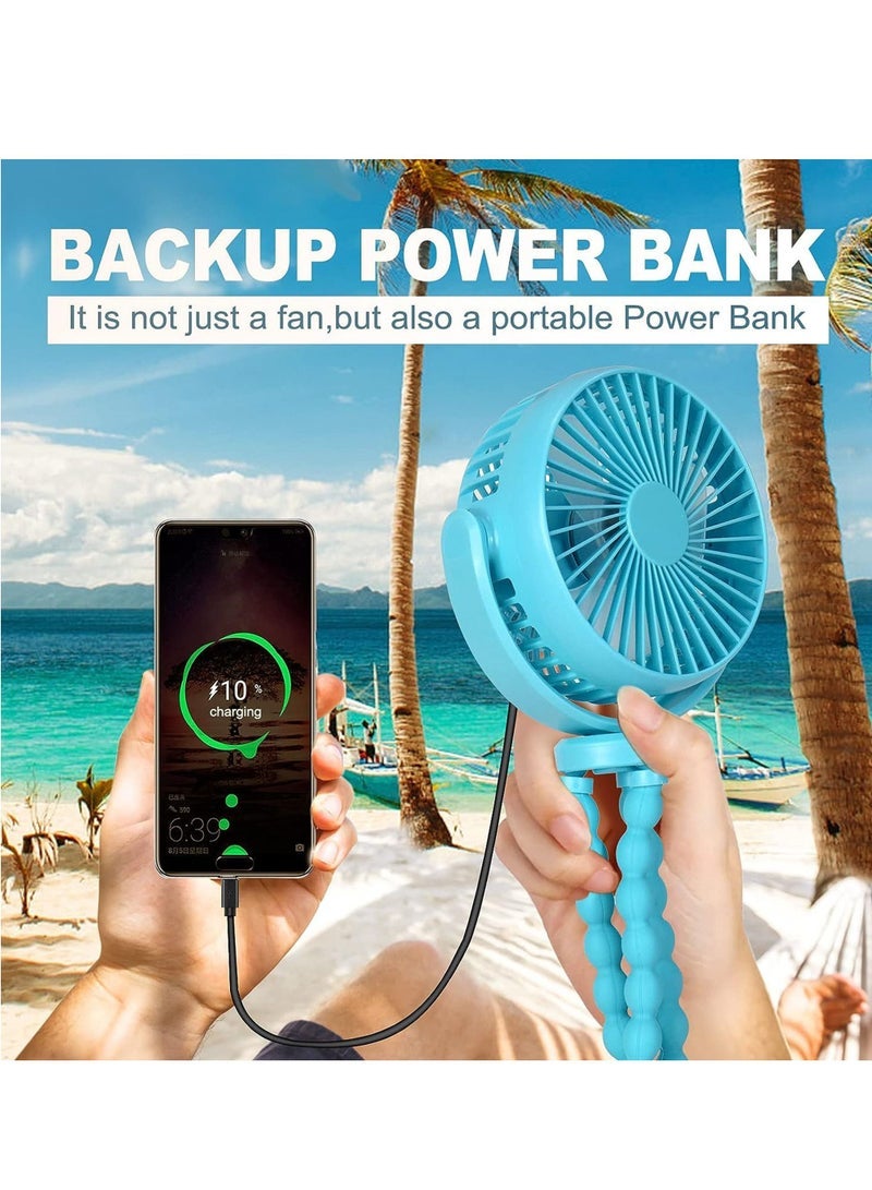 Captaintech Portable Fan Battery Operated 5200 mAh Baby Stroller Fan with Flexible Tripod Clip-on for Baby USB Rechargeable and Handheld Cooling Fan for Car Seat Crib Bike Treadmill - Image 5