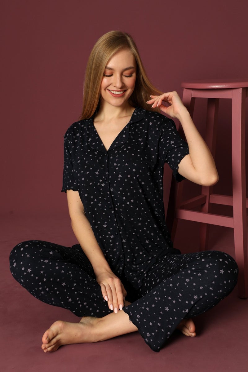 Nisanca Short Sleeve Bamboo Shirt Pajamas Set- Young Mom Series  - Image 4