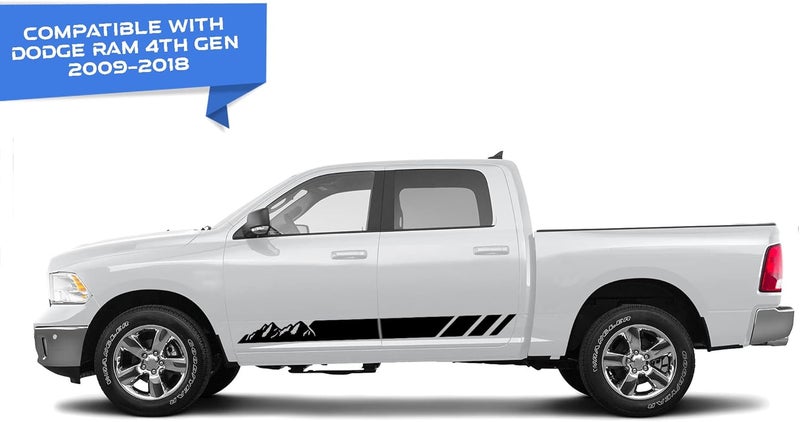 Bubbles Designs Mountain Stripes Decals for Dodge RAM - Black Vinyl Graphics - Image 3