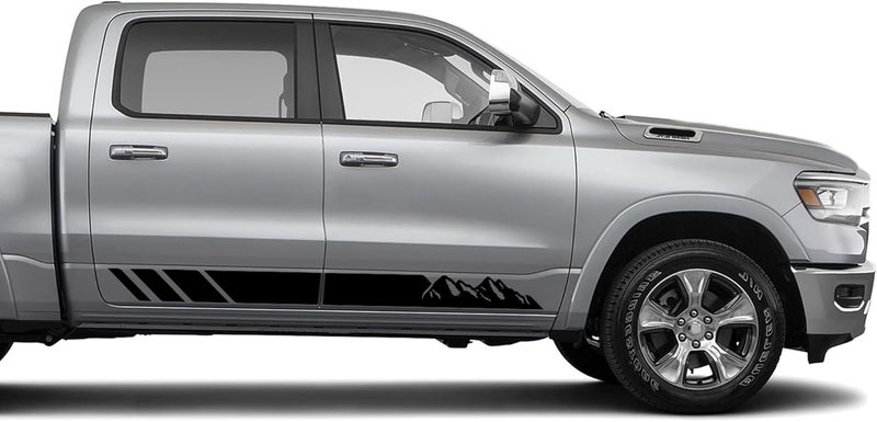 Bubbles Designs Mountain Stripes Decals for Dodge RAM - Black Vinyl Graphics - Image 1