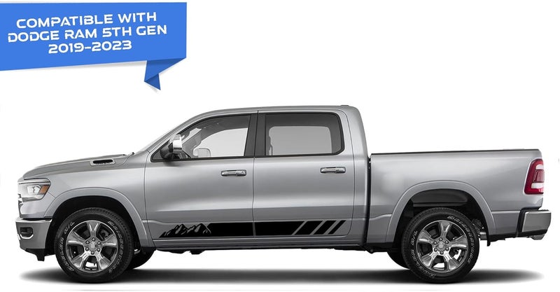 Bubbles Designs Mountain Stripes Decals for Dodge RAM - Black Vinyl Graphics - Image 4