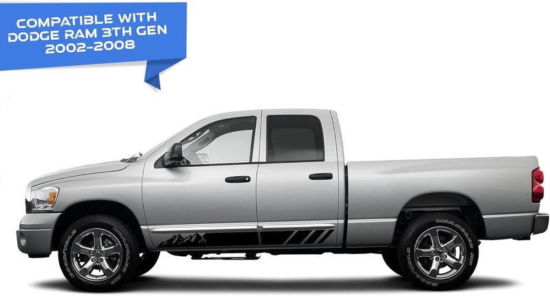 Bubbles Designs Mountain Stripes Decals for Dodge RAM - Black Vinyl Graphics - Image 2
