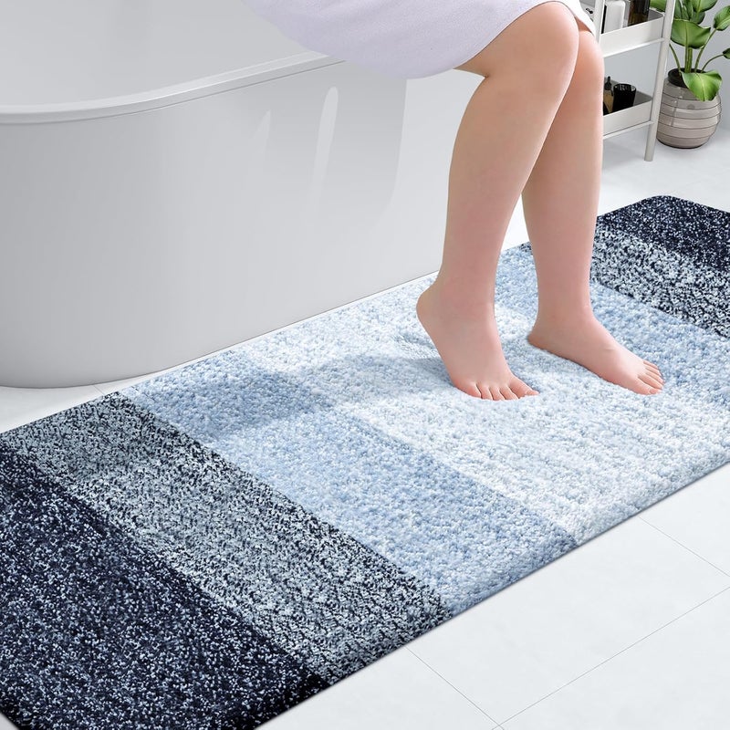 OLANLY Bathroom Runner Rugs Mat 70x24, Extra Soft Absorbent Microfiber Bath Rugs, Rubber Backing, Quick Dry, Washable Long Bath Mats for Bathroom, Tub and Shower, Home Decor Accessories, Navy Blue - Image 1