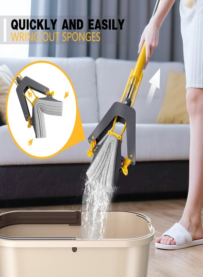 Masthome Sponge Mop,Roller Sponge Mop with 3 Absorbent PVA Mop Refills,Self Squeeze Sponge Mops and Stainless Steel Handle,PVA Sponge Mops for Floor Cleaning - Image 4