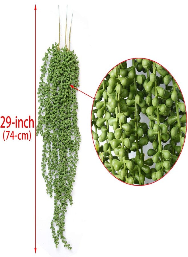 Antspirit 3pcs Artificial Fake String of Pearls Plant Faux Fake Hanging Succulents Plants - Image 4
