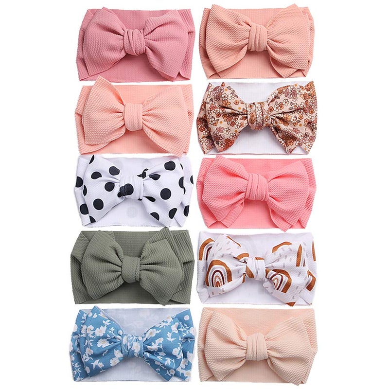 KIDOCHEESE Oversized Baby Headbands with Bows Elastic Nylon Hairbands Head Wraps and Hair Accessories for Newborns Infants Toddlers and Kids