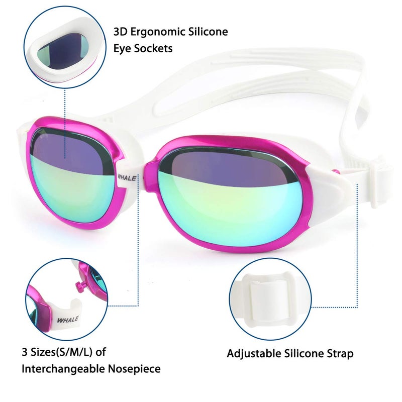 Firesara Swim Goggles, No Leaking Large Frame Wide View Pool for Women Men - Image 2