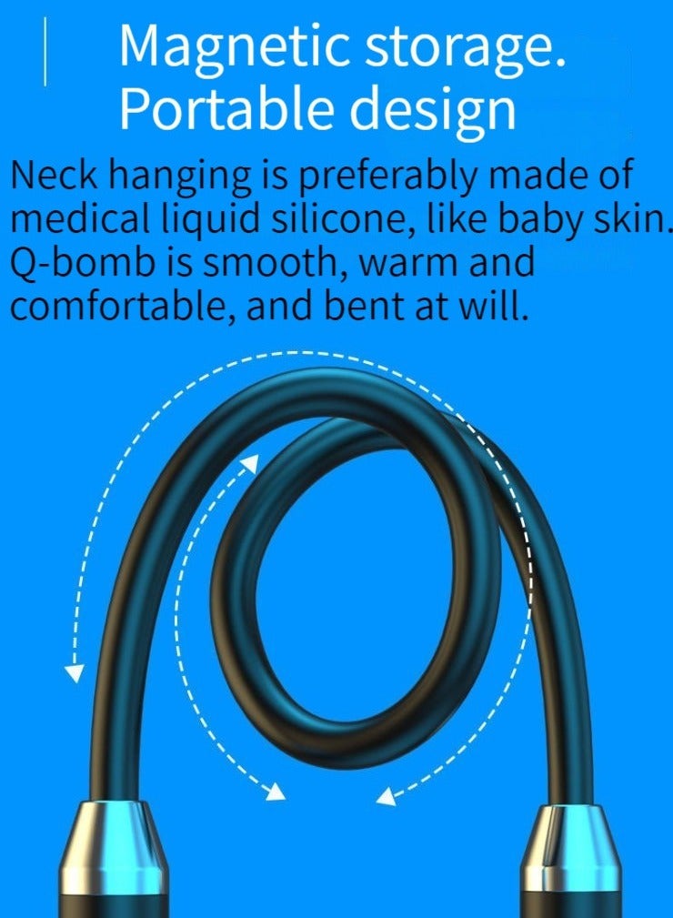 New neck hanging sports headphones magnetic three-dimensional running neck hanging in-ear comfortable music Bluetooth headphones sky blue - Image 3
