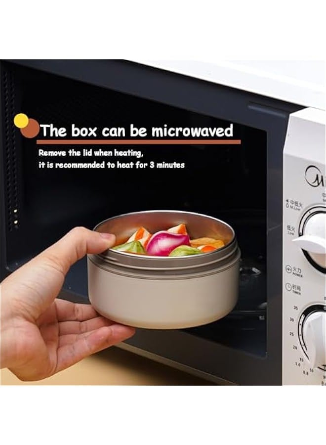 Beauenty Stainless Steel Bento Box, Portable Insulated and Environmentally Friendly Lunch Box with Lunch Bag, Leak-proof Design Thermal Food Jar Food Storage Container, Stackable in 2 Layers(440 ML+600 ML) - Image 2