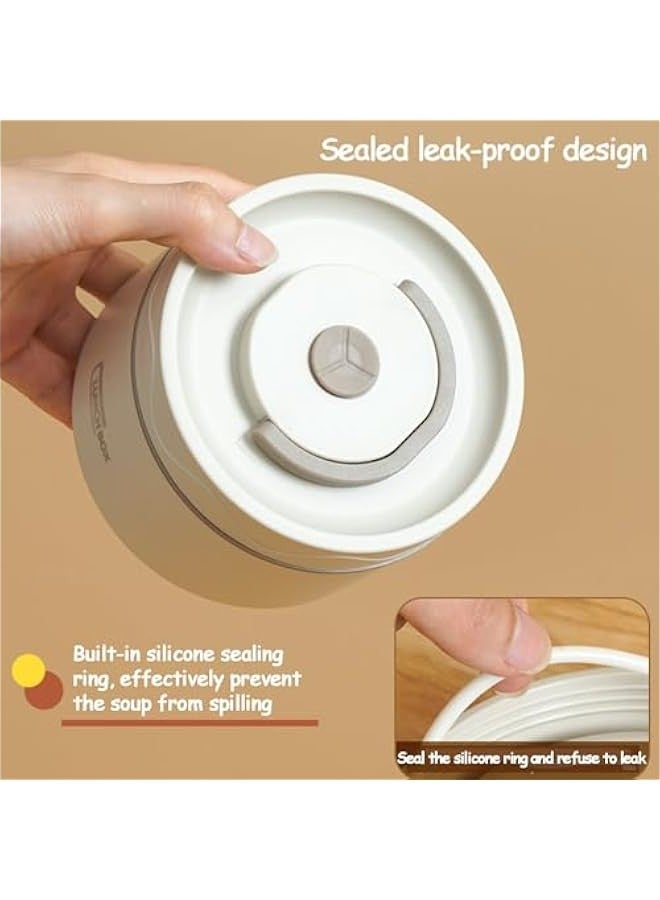 Beauenty Stainless Steel Bento Box, Portable Insulated and Environmentally Friendly Lunch Box with Lunch Bag, Leak-proof Design Thermal Food Jar Food Storage Container, Stackable in 2 Layers(440 ML+600 ML) - Image 4