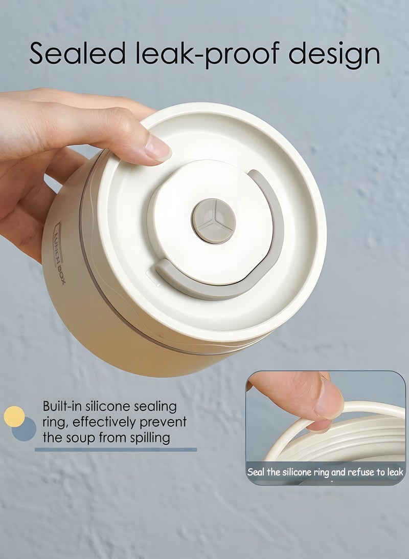 Beauenty Stainless Steel Bento Box, Portable Insulated and Environmentally Friendly Lunch Box with Lunch Bag, Leak-proof Design Thermal Food Jar Food Storage Container, Stackable in 2 Layers(440 ML+600 ML) - Image 4