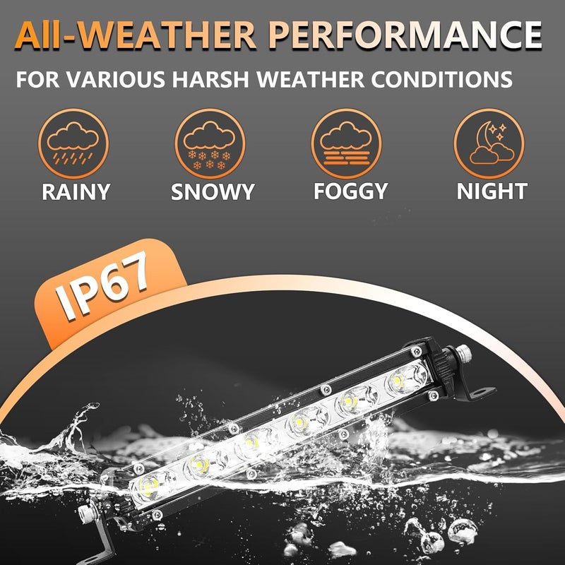 Lightboss 7 Inch Slim LED Light Bar 60W 6000lm for Truck ATV UTV Jeep Boat Golf Cart - Image 3