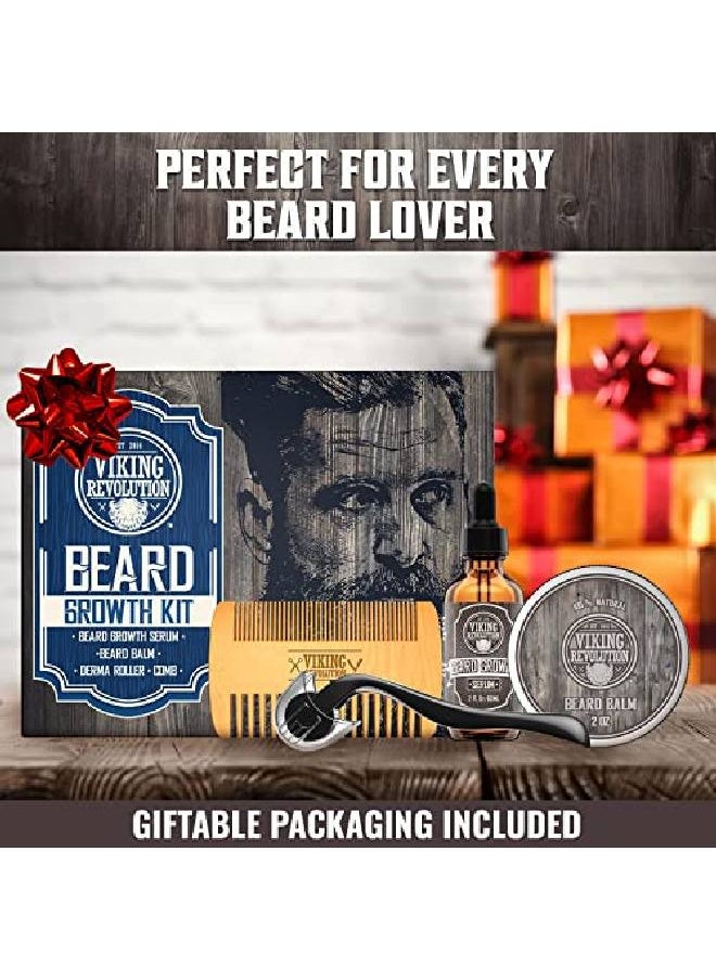 Viking Revolution Beard Growth Kit For Men Beard Growing Kit & Mustache Growth Kit Beard Roller Kit Includes Beard Growth Oil Balm Derma Roller Accessory Beard Growth Serum & Wooden Double Sided Comb  - Image 4