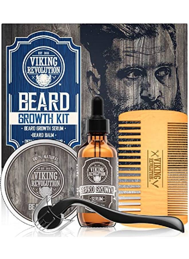 Viking Revolution Beard Growth Kit For Men Beard Growing Kit & Mustache Growth Kit Beard Roller Kit Includes Beard Growth Oil Balm Derma Roller Accessory Beard Growth Serum & Wooden Double Sided Comb  - Image 2