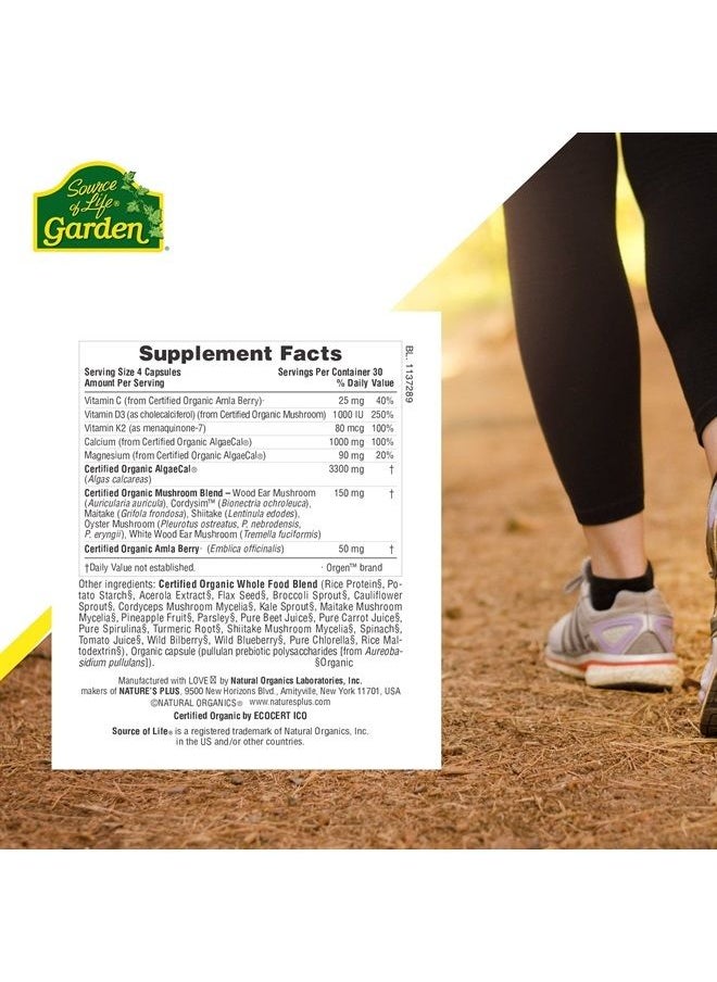 Nature's Plus - NaturesPlus Source of Life Garden Organic Bone Supplement with AlgaeCal - 1000 mg - Calcium, Magnesium - 120 Vegan Capsules (30 Servings) - Image 1