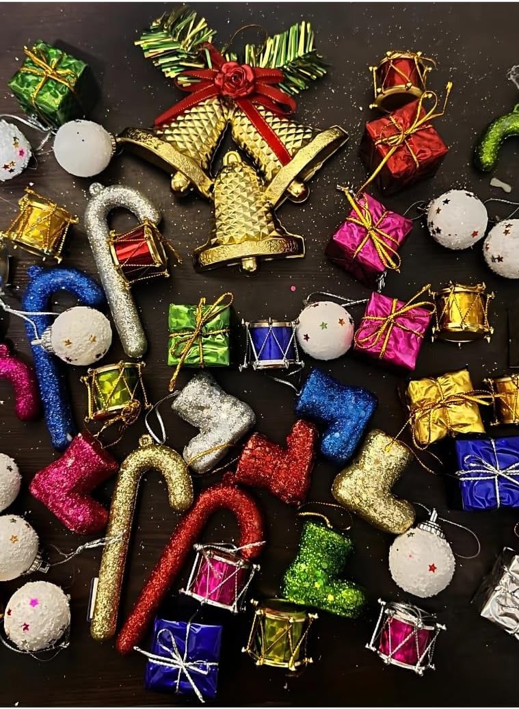 45pcs Mini Christmas Tree Ornament Set, Small Hanging Ornaments (45pcs, Mixed Set) - Image 1