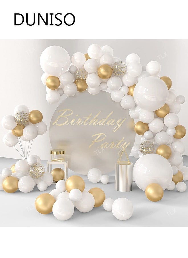 DUNISO 112pcs Multicolor Balloon Garland Arch Kit Metallic Gold and White Pastel Latex Balloons Set For Baby Wedding Birthday Party Background Decorations - Image 1