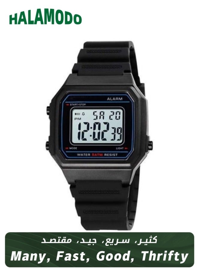 ساعة يد ذكية رياضية فاخرة مقاومة للماء 1698 مربعة رقمية مضيئة 5 ATM للرجال - Image 1