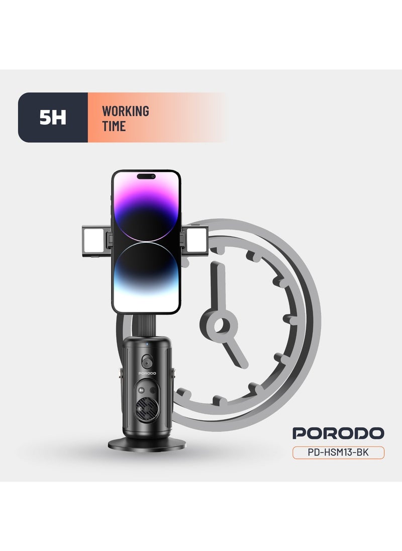 porodo Face Tracking Smart Mount with  Detachable Fill Light and Gesture Control / Wireless Shutter - Black  - Image 5