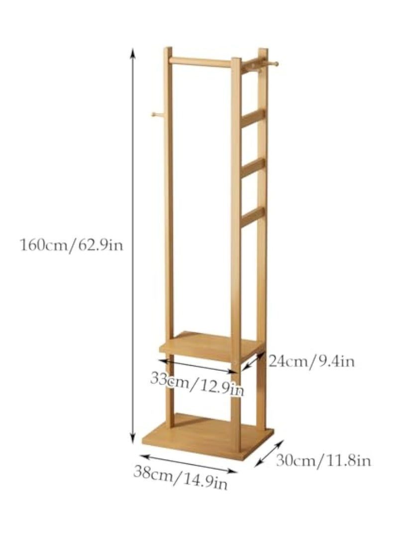 Arabest Corner Hall Tree with Shoe Bench Entryway Coat Rack，Movable Hooks Freestanding Clothes Rack Shoes Shelf Organizer for Home Office Bedroom - Image 3