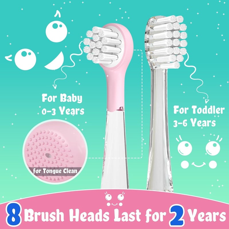 Seago Kids Electric Toothbrushes Rechargeable, Toddler Electric Toothbrush with Magnetic Charging, LED Observing Light, 8 Toothbrush Heads for Ages 2-4-6 Boys Girls - Image 5