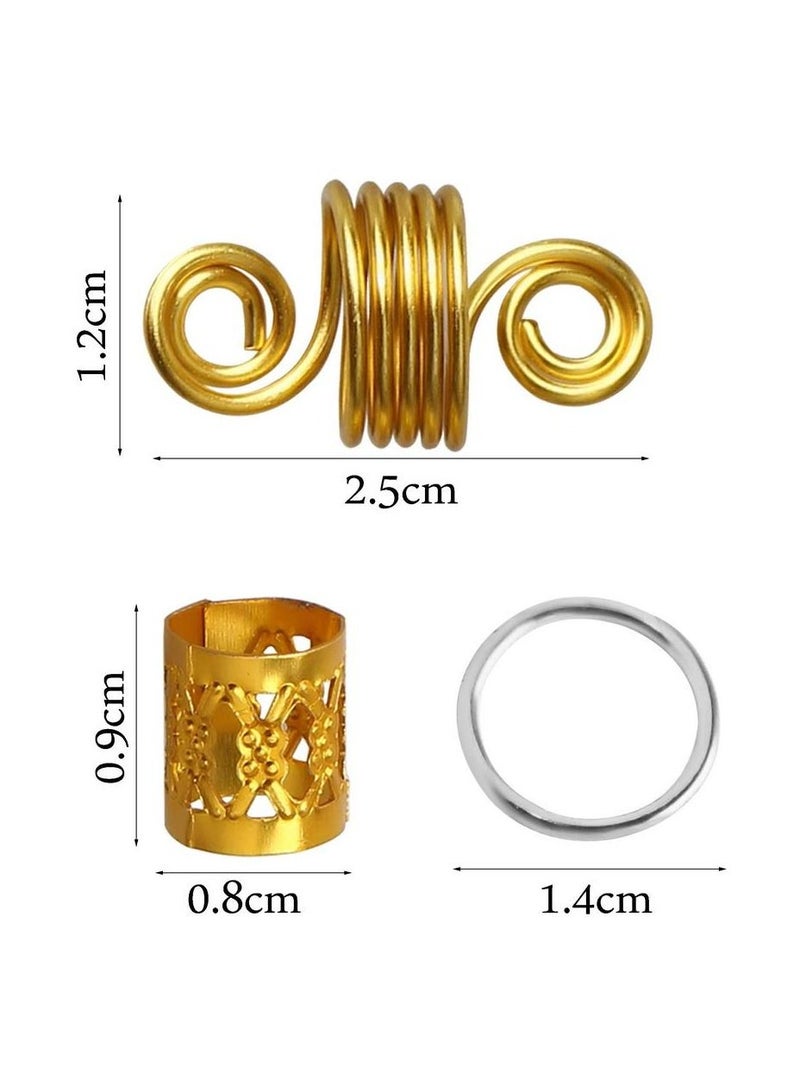Excefore 2 Pcs Latch Hook Crochet Needle, Hair Hooks with 60 Dreadlocks Rings Metal Gold Silver Braiding Dreadlock Accessories for Braids Decoration - Image 5