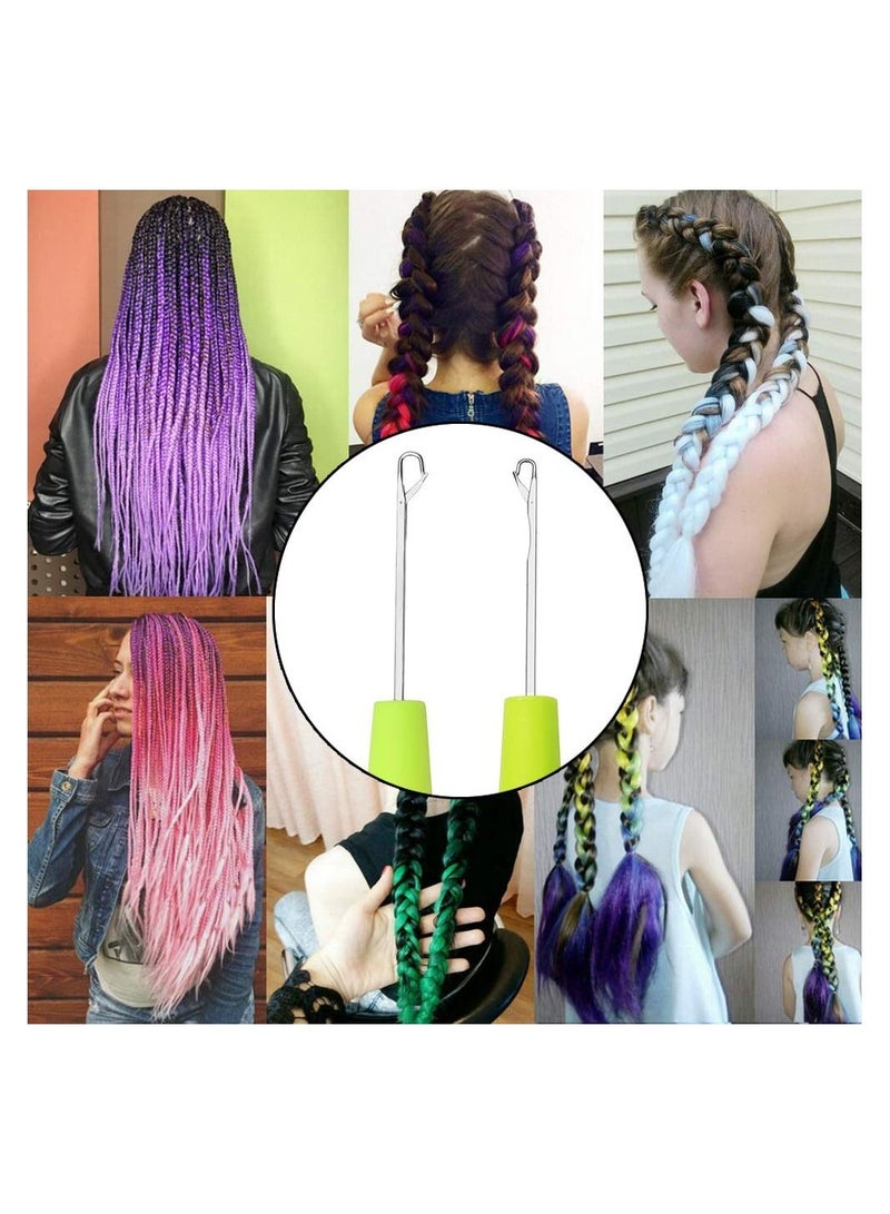 Excefore 2 Pcs Latch Hook Crochet Needle, Hair Hooks with 60 Dreadlocks Rings Metal Gold Silver Braiding Dreadlock Accessories for Braids Decoration - Image 2