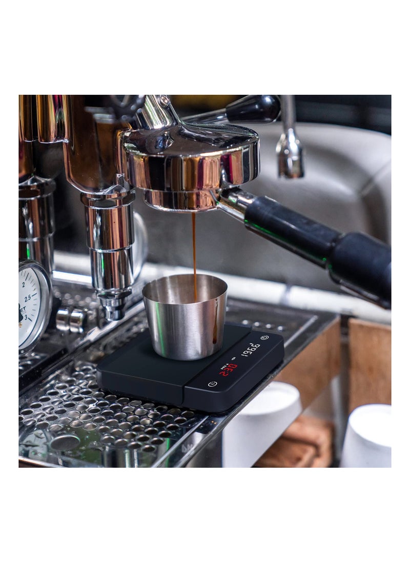 SYOSI - SYOSI High Precision Coffee Scaley, Espresso Scale, LED Display Digital Weigh Coffee Scale with Timer, Rechargeable, 2kg/0.1g Pour Over Hand Drip Scale Weighing Instrument Auto Mode (Black) - Image 1
