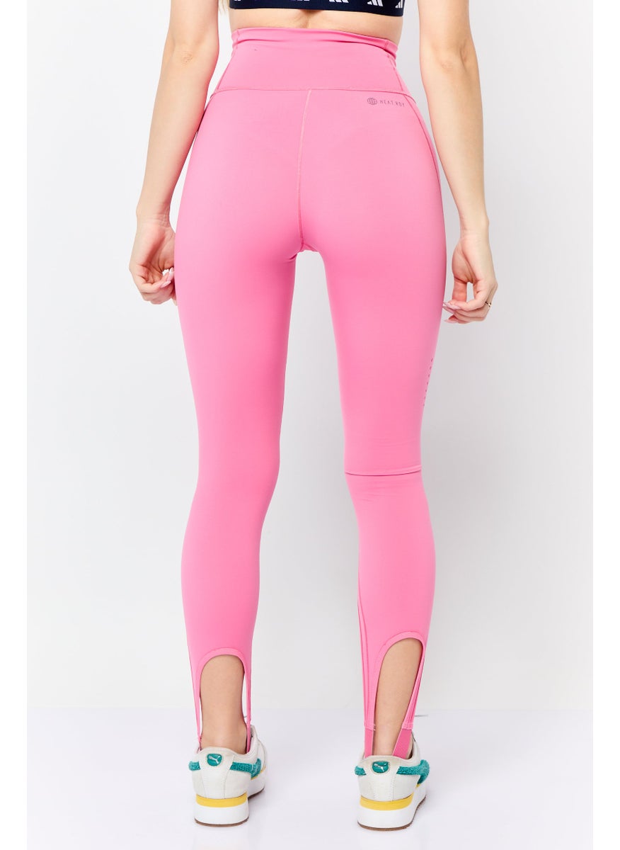 Adidas Women Tight Fit Brand Logo Leggings, Pink  - Image 4