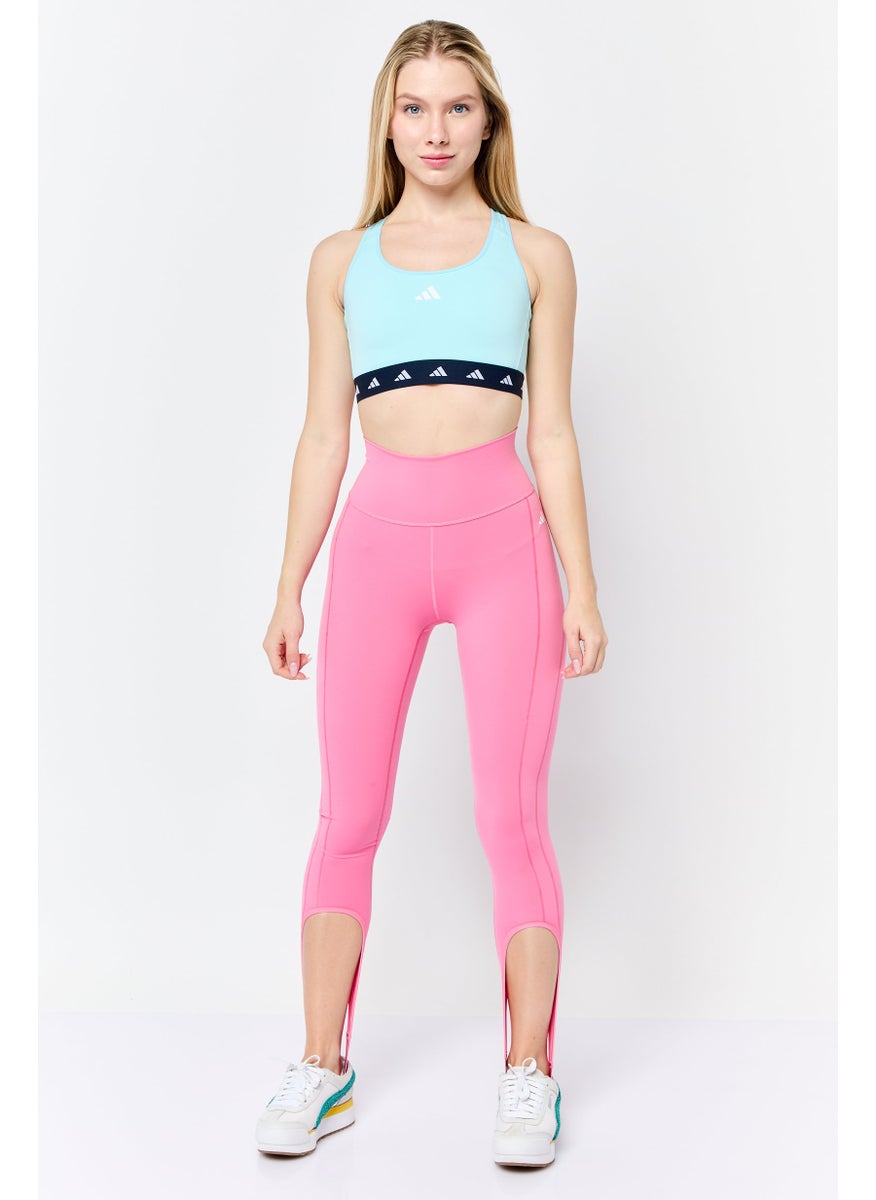 Adidas Women Tight Fit Brand Logo Leggings, Pink  - Image 2