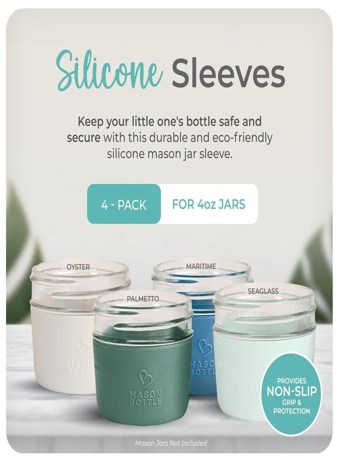 Mason Bottle 4oz Silicone Sleeves for Mason Jars (4-Pack) - Regular-Mouth Jar Covers for Grip and Protection (Bottle Not Included) - Non-Toxic, Dishwasher Safe, Made in USA - Image 2
