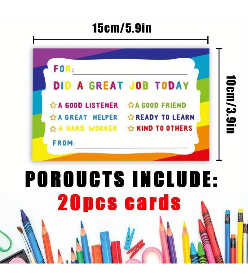 20 Pcs Motivational Notes Positive Postcards Reward Incentive Card For Teacher School Supplies - Image 2