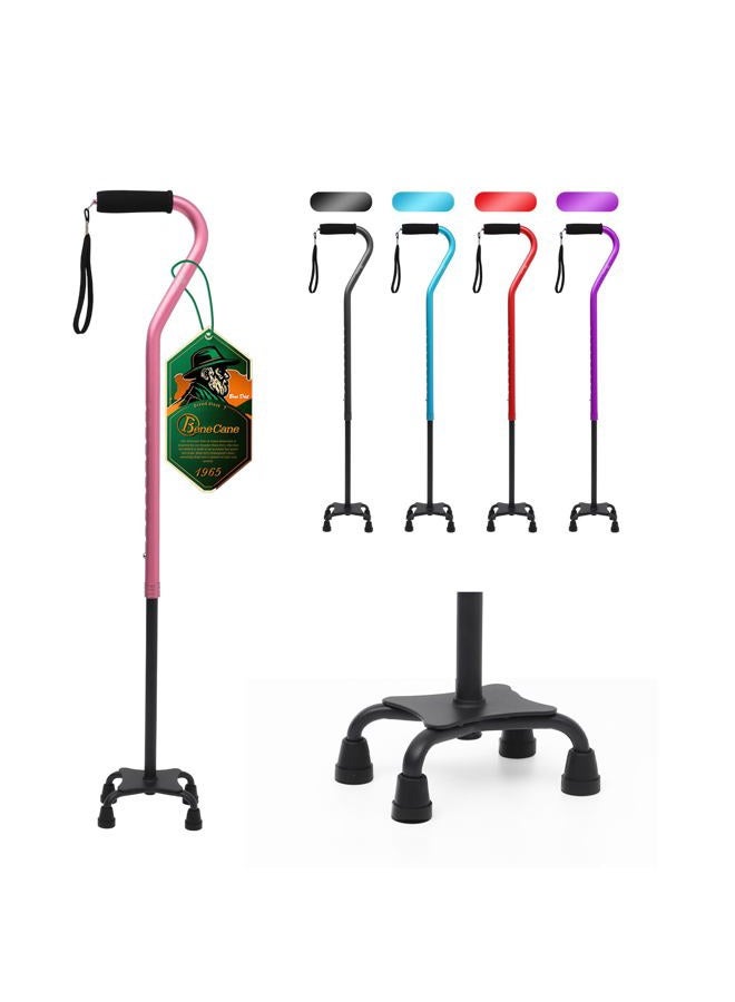 BeneCane Quad Cane Adjustable Walking Cane with Offset Soft Cushioned Handle for Men & Women Lightweight Comfortable with 4-Pronged feet for Extra Stability pink - Image 1