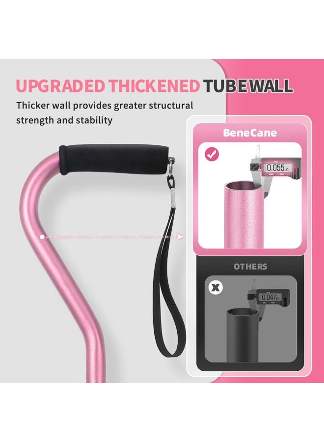 BeneCane Quad Cane Adjustable Walking Cane with Offset Soft Cushioned Handle for Men & Women Lightweight Comfortable with 4-Pronged feet for Extra Stability pink - Image 4