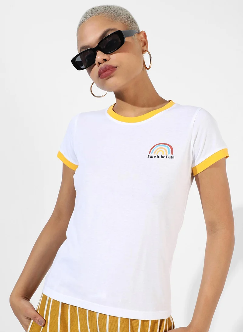 Women's White Printed Regular Fit Top