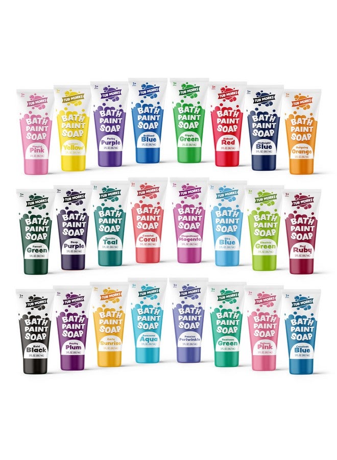 Tub Works® Bath Paint Soap Bath Toy, 24 Pack | Non-Toxic, Washable Bath Paint for Finger Painting in the Tub | Ideal Toddler Bath Toys for Creative Play | Classic & Pastel Bath Colors for Kids Bath - Image 1