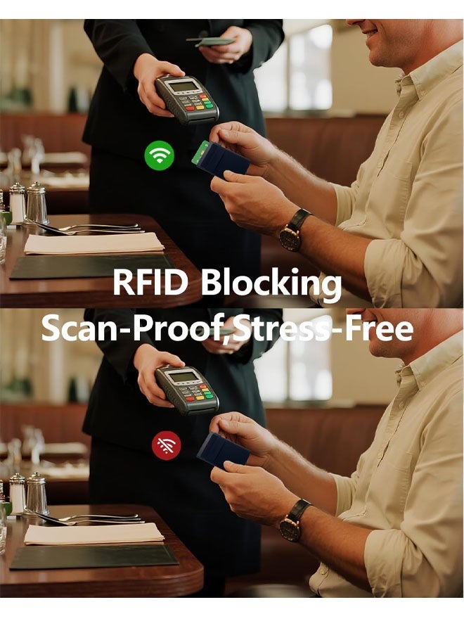 Ultra-Slim Metal Wallet for Men - RFID Blocking Minimalist Pop Up Card Holder, Elastic Pocket for Cash and Coins - Image 3