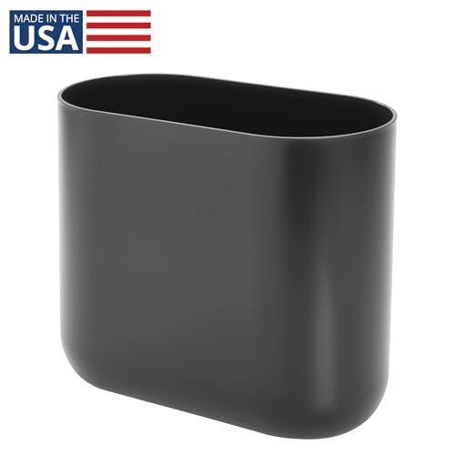 iDesign Small Slim Plastic Bathroom Trash Can Garbage Can for Bedroom Office Desk Dorm Gray - Image 3