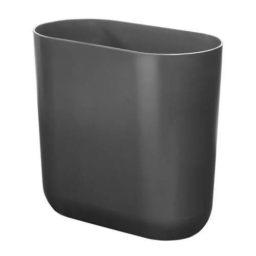 iDesign Small Slim Plastic Bathroom Trash Can Garbage Can for Bedroom Office Desk Dorm Gray - Image 1