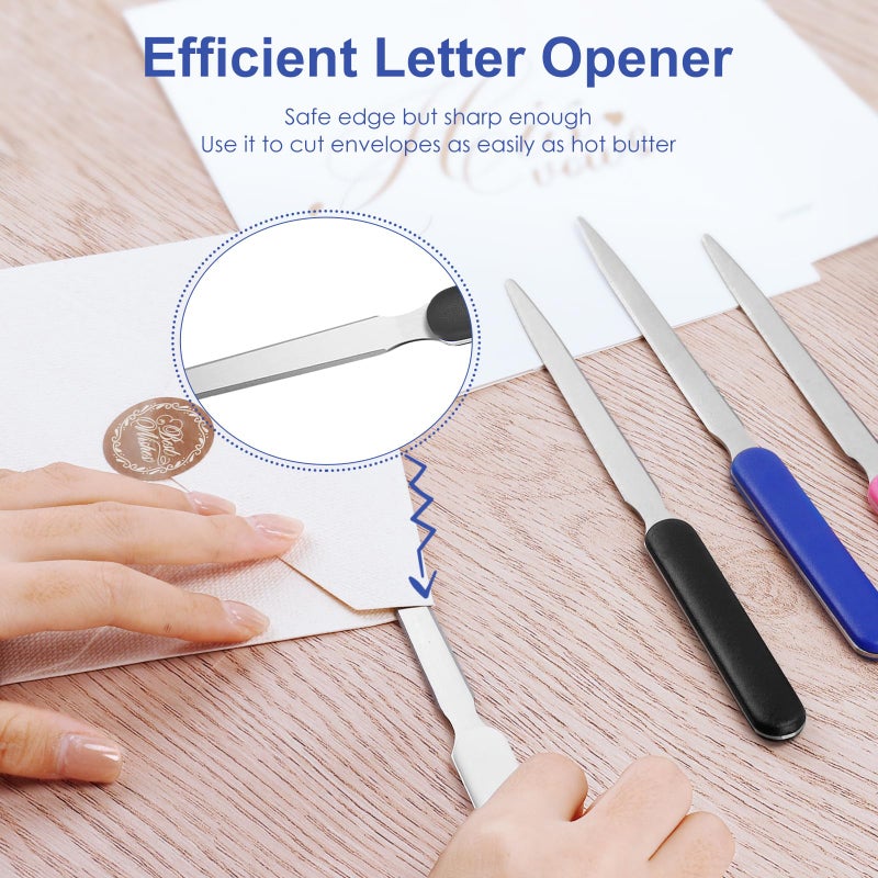 KAOPET 7 Pack Letter Opener Set, 7.5 Inch Stainless Steel Envelope Slitter, Efficient Mail Opener Tool Ideal for Office and Home Use - Image 3