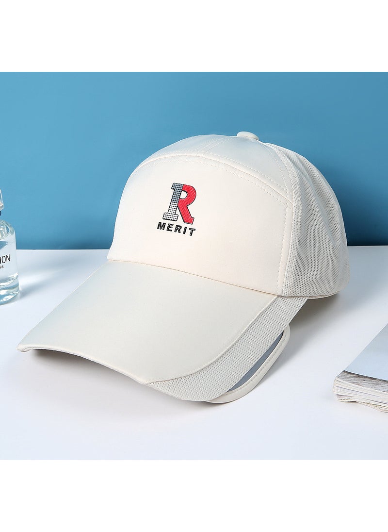 Generic - New Glacier Cap Breathable Mesh Hat Outdoor Sports Sun Protection Uv Blocker Baseball Cap Trendy Men Women Kpop Dance Hat Beige White - Image 1