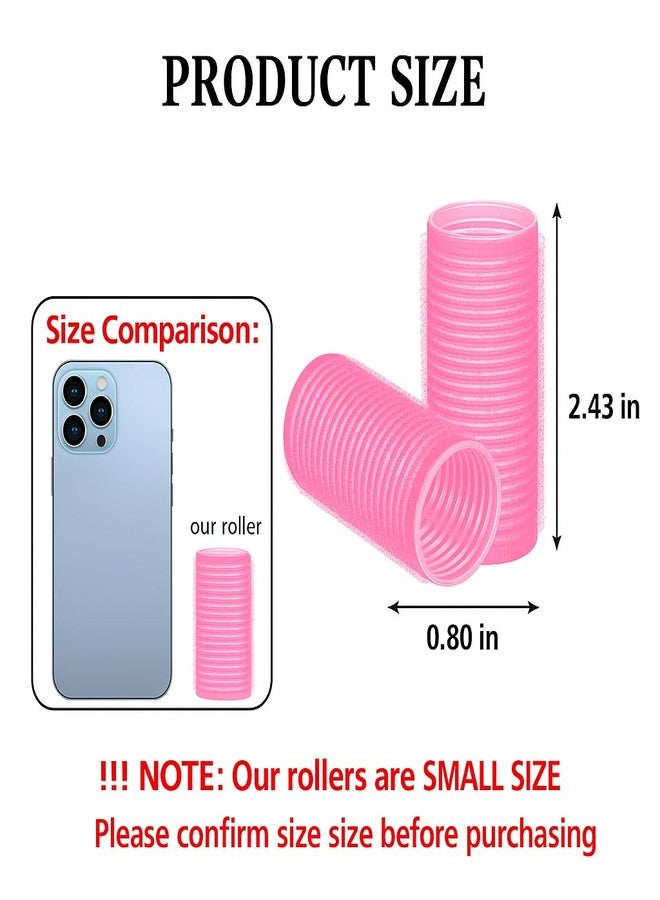 Bexter Self Grip Hair Rollers, 16 Pack Pink Heatless Curlers for Women and Girls - Small Hair Rollers for Short and Medium Hair - DIY Curls, Volume, and Salon Styling (0.8" x 2.4", Pink) - Image 2