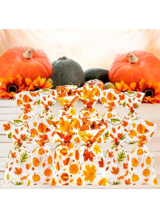 WATCPNO Thanksgiving Bags Thanksgiving Gift Goodie Candy Clear Cello Bags - Image 5