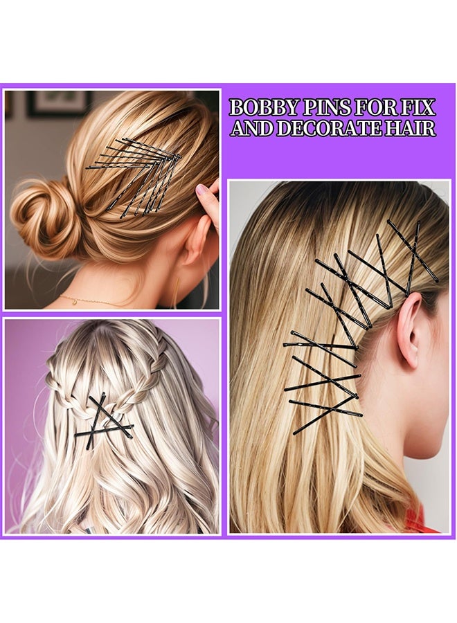 300pcs دبابيس الشعر مجموعة دبابيس بوبي الأسود ، مجموعة فرق الشعر مع دبابيس U لبنز ودبابيس بوبي في أحجام 2 "و 2.75" - Image 5