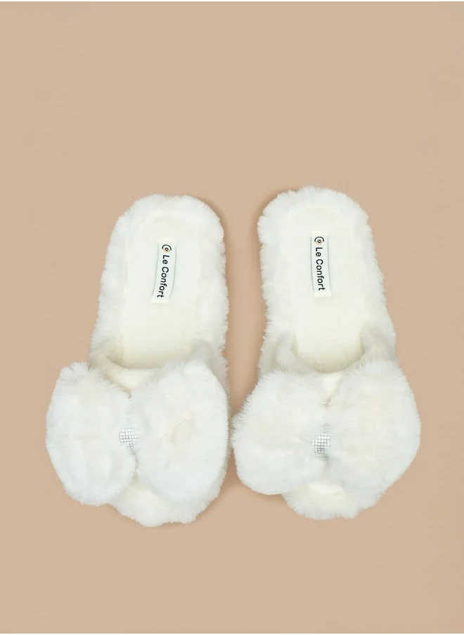 لو كونفورت Faux Fur Textured Bedroom Slippers