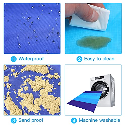 BYDOLL Beach Blanket 78''×81'' 4-7 Adults Oversized Lightweight Waterproof Sandproof Beach Blanket Large Picnic Mat for Travel Camping Hiking Picnic(78" X 81", Blue-Mixed) - Image 3